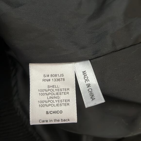 Love Tree Women’s Black Full Zip Mid Length Quilted Bomber Jacket Size Small - Picture 11 of 13